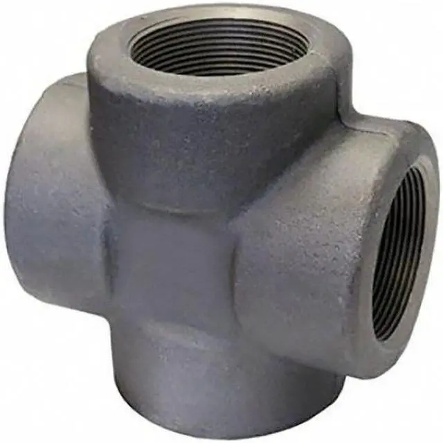 Alt view image 3 of 3 - ANVIL 0361129604 Cross Cross, 1/2" Pipe, FNPT, Black Forged Steel, Class 3000