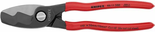 Alt view image 2 of 5 - KNIPEX 95 11 200 SBA 8" Cable Shear, Shear Cut