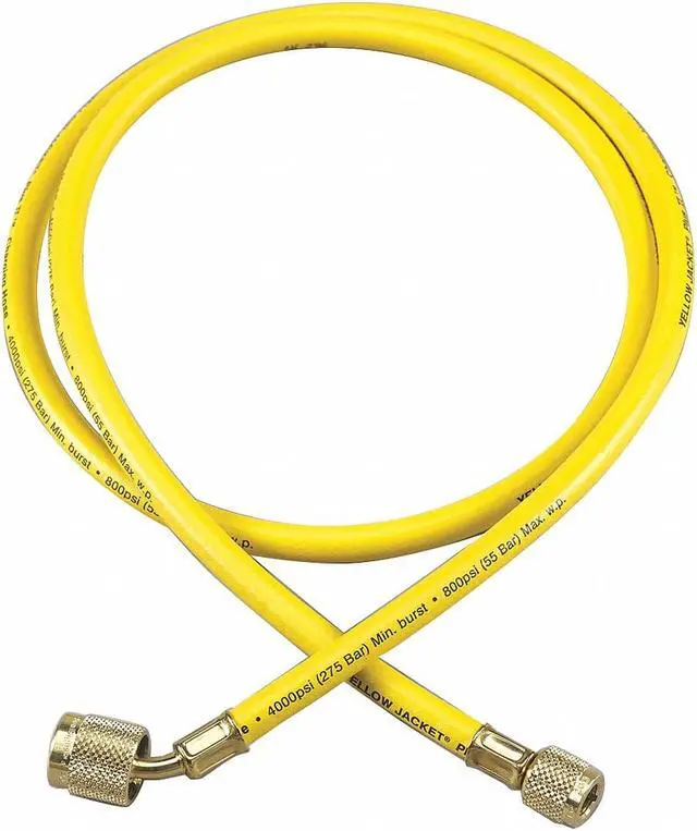 Alt view image 2 of 3 - YELLOW JACKET 22006 Charging/Vacuum Hose,6" L,Brass Fitting