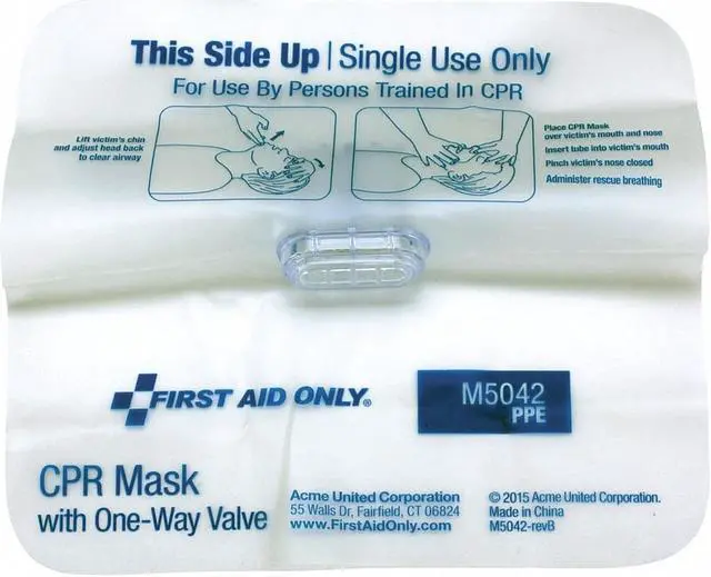 Alt view image 2 of 8 - First Aid Only CPR Face Shield with Elastic Ear Band, Fits Adults and Children, White