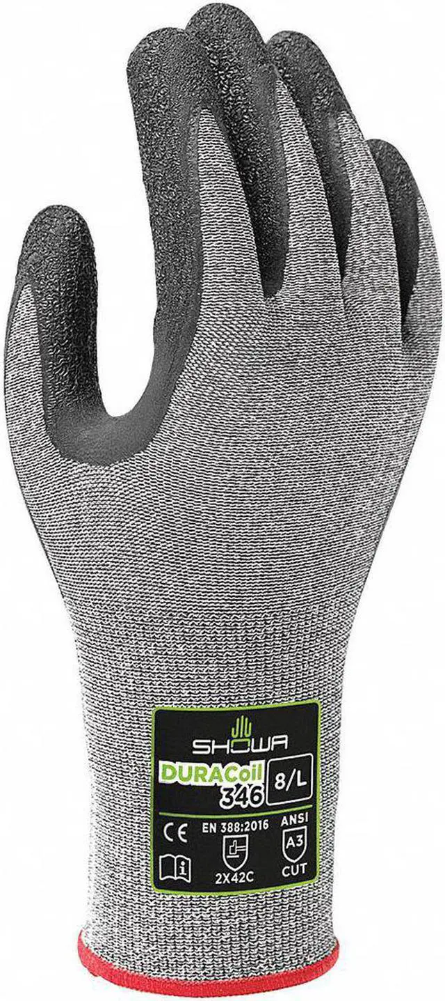 Alt view image 2 of 2 - SHOWA 346XL-09 Cut Resistant Coated Gloves, Cut Level A3 ,Dipped ,Latex ,Rough