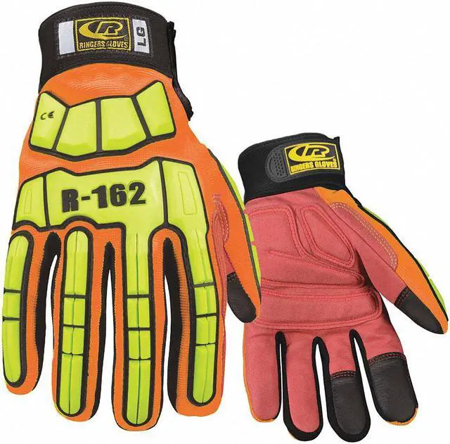 Alt view image 2 of 2 - RINGERS GLOVES 162 Impact Resistant Gloves,Orange,M,PR