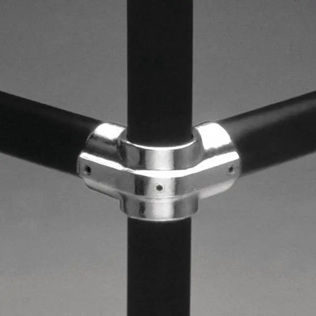 Alt view image 2 of 3 - HOLLAENDER 11E-6 Structural Pipe Fitting, Side Outlet Tee-E, Aluminum, 1 in