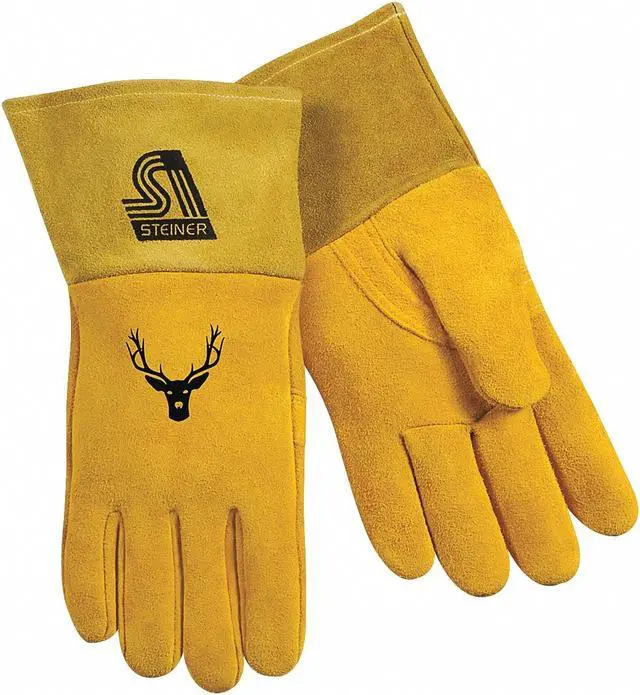 Main image of STEINER INDUSTRIES 02276-S Welding Gloves,MIG Application,Yellow,PR