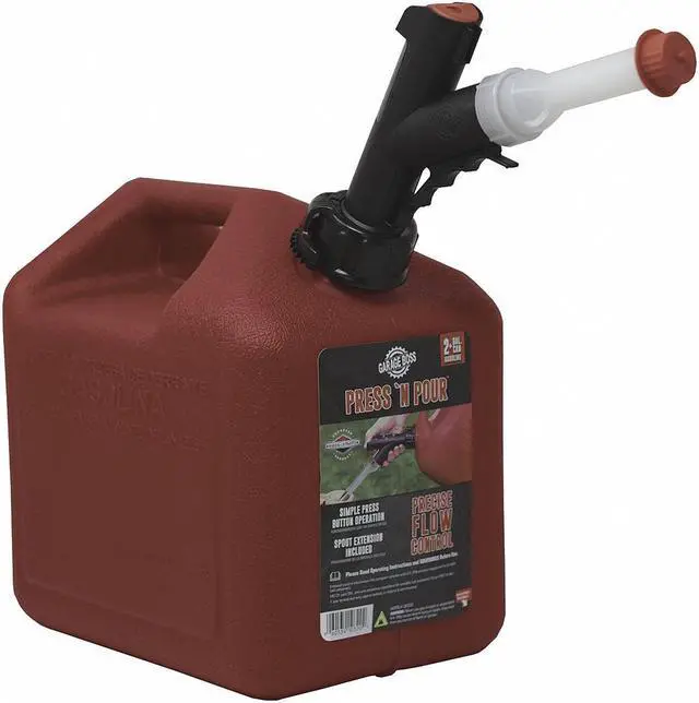 Main image of GARAGEBOSS GB320 Gas Can, Polyethylene, 2 gal, Gasoline, Red