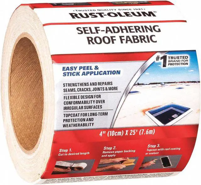 Alt view image 2 of 3 - RUST-OLEUM 345651 Roof Repair Tape,4" x 25 ft.,White