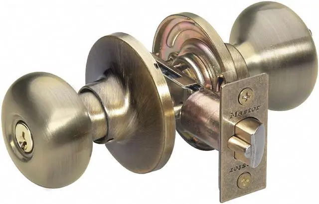 Alt view image 2 of 2 - MASTER LOCK BC0105KA Knob Lockset,Biscuit Style,Antique Brass