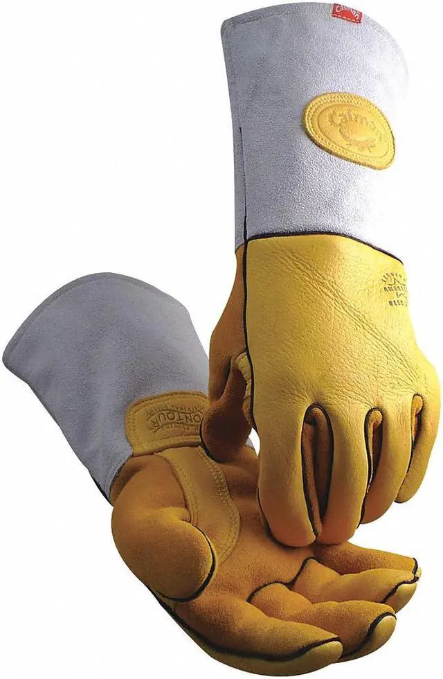 Alt view image 2 of 2 - CAIMAN 1485-6 MIG/Stick Welding Gloves, Elkskin Palm, XL, PR