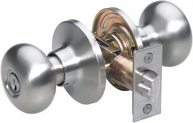 Alt view image 2 of 2 - MASTER LOCK P58778 Knob Lockset,Biscuit Style,Satin Nickel