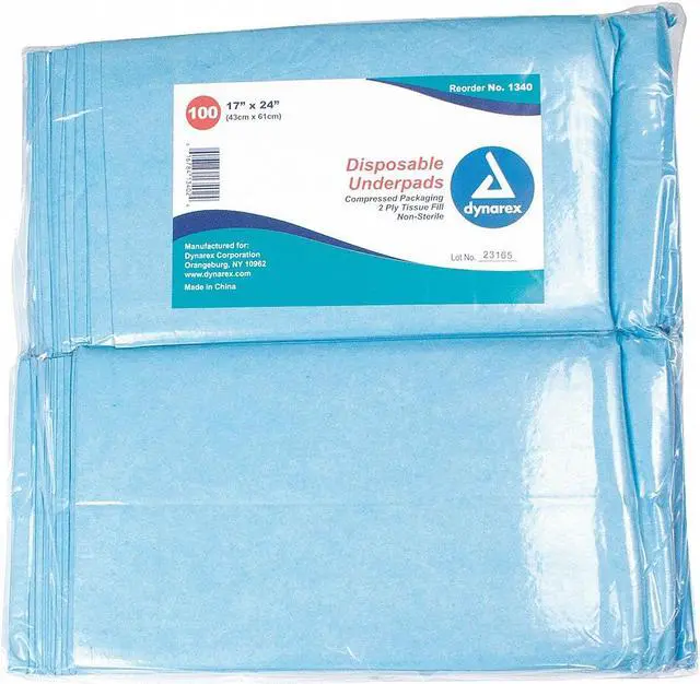 Alt view image 2 of 2 - Dynarex 1340 Disposable Underpads 17 x 24 Tissue Fill - 3/100/Case