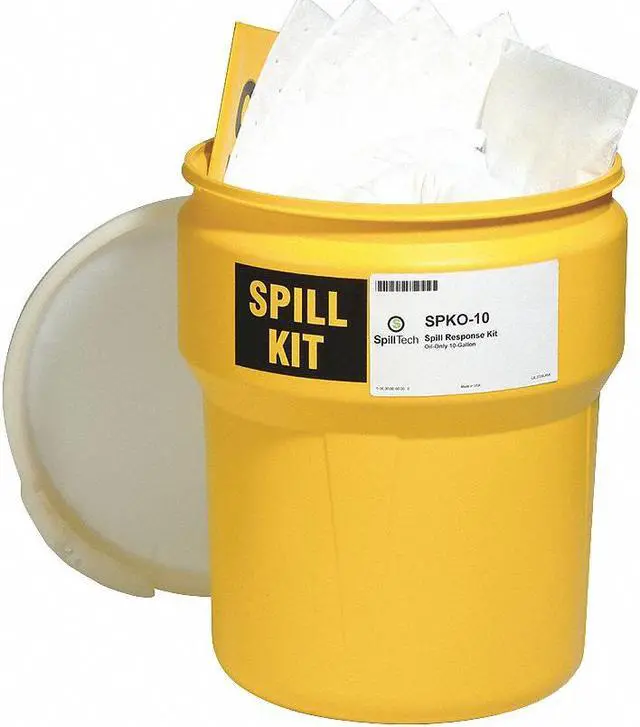 Main image of SPILLTECH SPKO-10 Spill Kit, 10 gal Volume Absorbed per Kit, 10 gal Capacity,