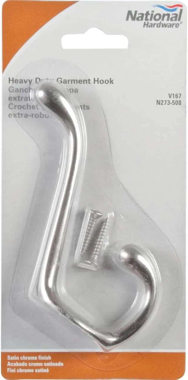 Alt view image 4 of 4 - V167 Satin Chrome Heavy Duty Garment Hooks National Coat Hook N273-508