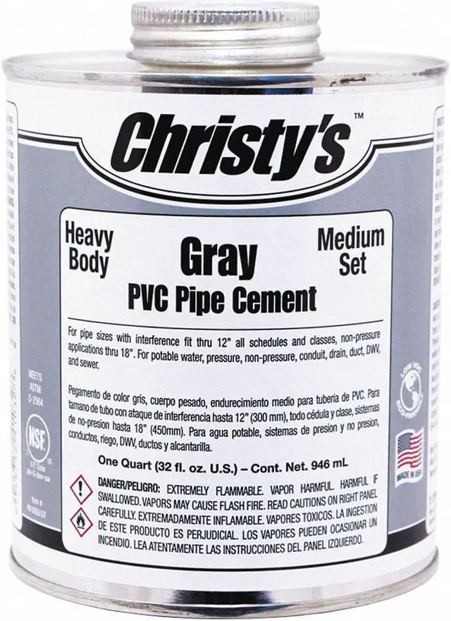 Main image of CHRISTYS RH-BGLV-QT-12 Pipe Cement,Gray,32 oz.