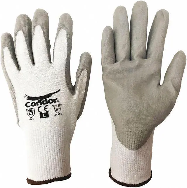 Alt view image 2 of 2 - CONDOR 19L418 Cut-Resistant Coated Gloves, Cut Level A2 ,Dipped ,Polyurethane