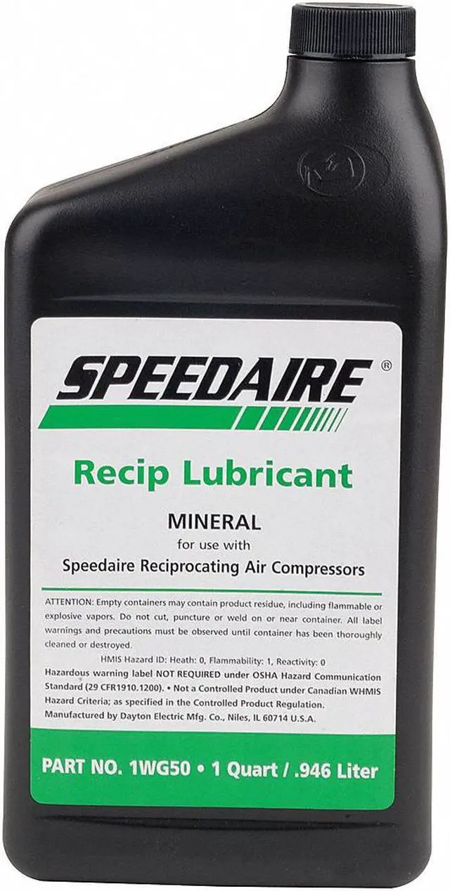 Alt view image 2 of 2 - SPEEDAIRE 1WG50 Compressor Oil, 1 qt, Bottle, 100 ISO Viscosity Grade, 97