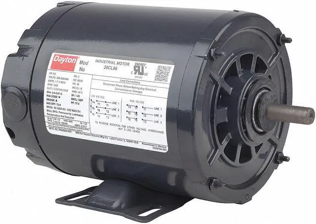 Alt view image 6 of 6 - DAYTON 103818.00 Three-Phase General Purpose Motor, 1/3 HP, 48 Frame, 230/460V