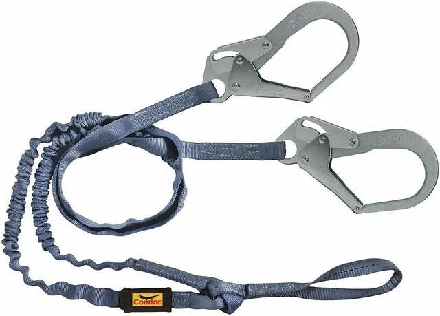 Alt view image 2 of 2 - CONDOR 45J288 Shock Absorbing Lanyard, 6 ft. Length, Web Loop, Polyester, 2