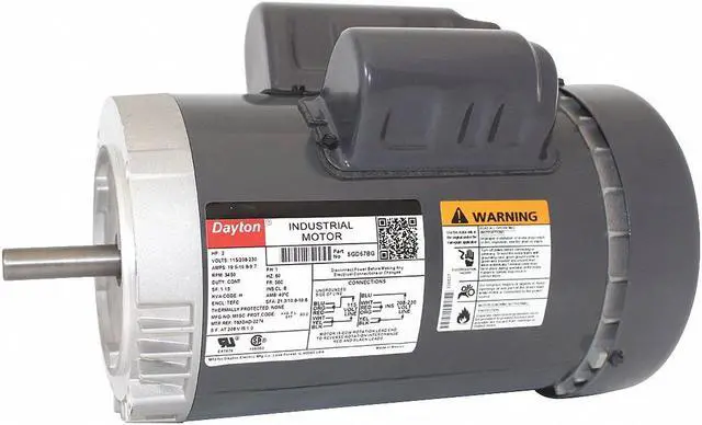 Alt view image 2 of 2 - DAYTON 5GD67 Capacitor-Start/Run General Purpose Motor, 2 hp HP, 115/208-230V