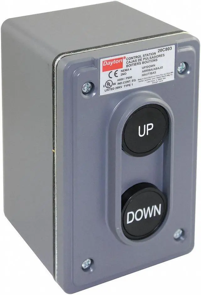Alt view image 2 of 2 - DAYTON 20C803 Push Buttn Cntrol Statn,2NO,Up/Down,22mm