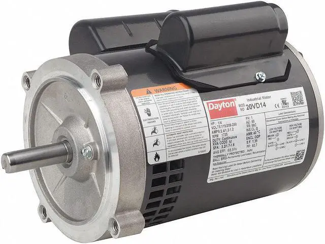 Alt view image 5 of 6 - DAYTON 119167.00 Capacitor-Start/Run General Purpose Motor, 1 hp HP,