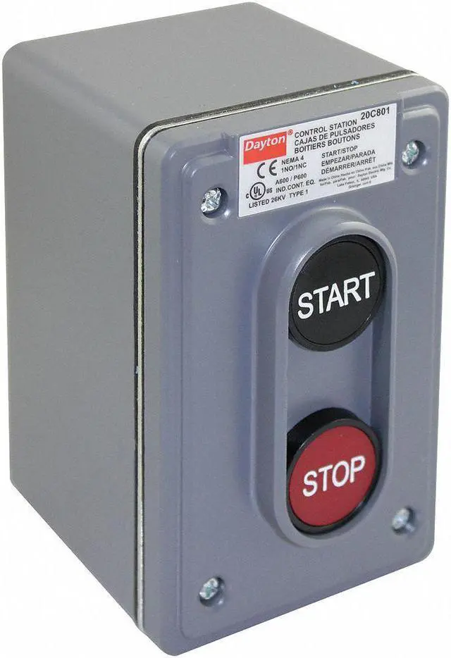 Alt view image 2 of 2 - DAYTON 20C801 Push Button Control Station,1NO/1NC,22mm
