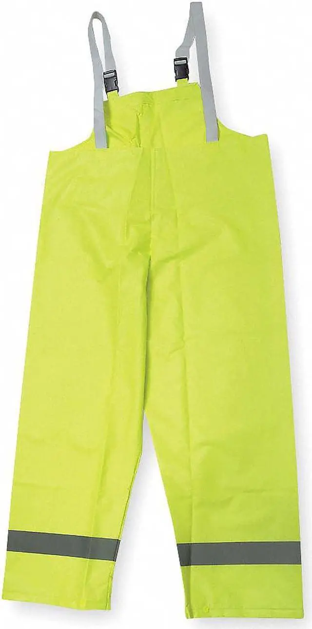 Main image of CONDOR 1FBA7 Hi-Visibility Rain Bib Overall, Polyester/PVC, 32 1/2 in Inseam,