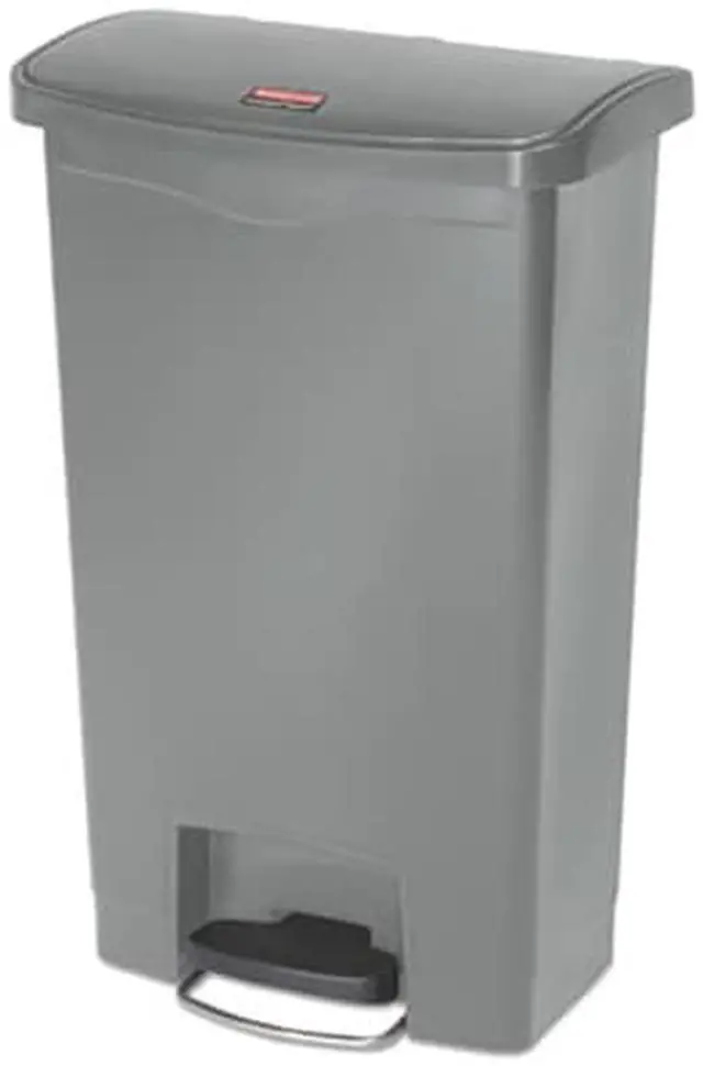 Alt view image 3 of 8 - Rubbermaid - FG1883602 - Slim Jim Resin Step-On Container, Front Step Style, 13 gal, Gray