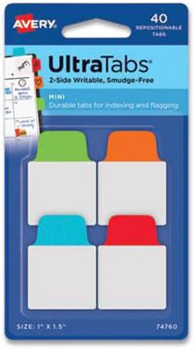 Alt view image 7 of 14 - Avery Ultra Tabs Repositionable Tabs 1 x 1.5 Primary:Blue Green Orange Red 40/Pk
