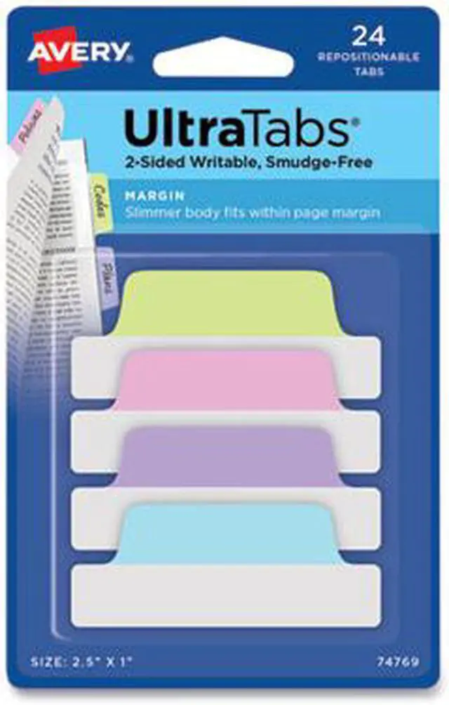 Alt view image 7 of 16 - Avery Tab,3.5"w,Pstl,24/Pk,Ast 74769