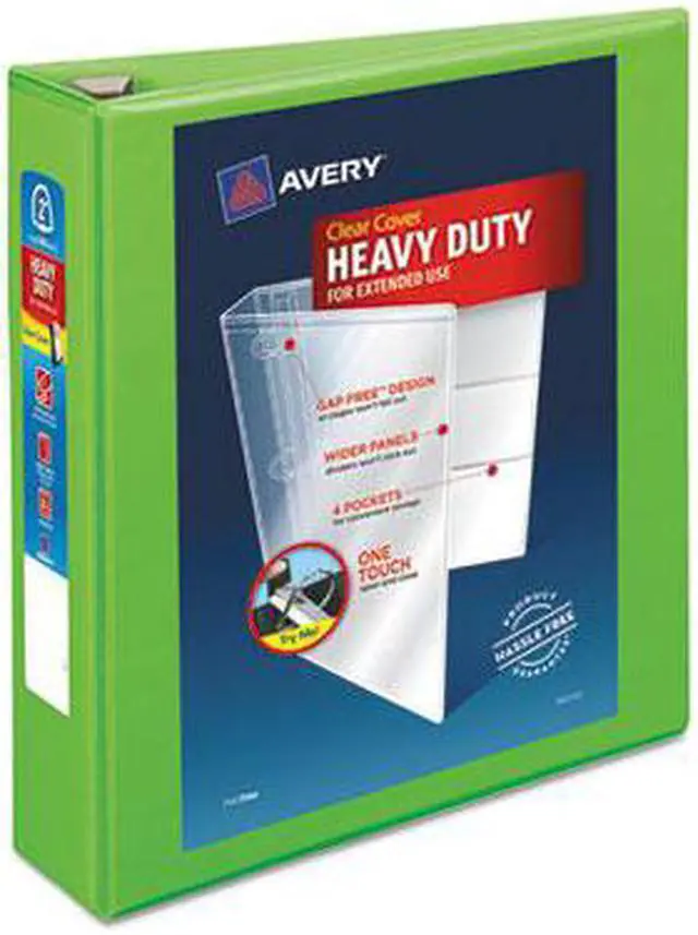 Alt view image 9 of 13 - Avery Heavy-Duty View Binder w/Locking EZD Rings 2" Cap Chartreuse 79776
