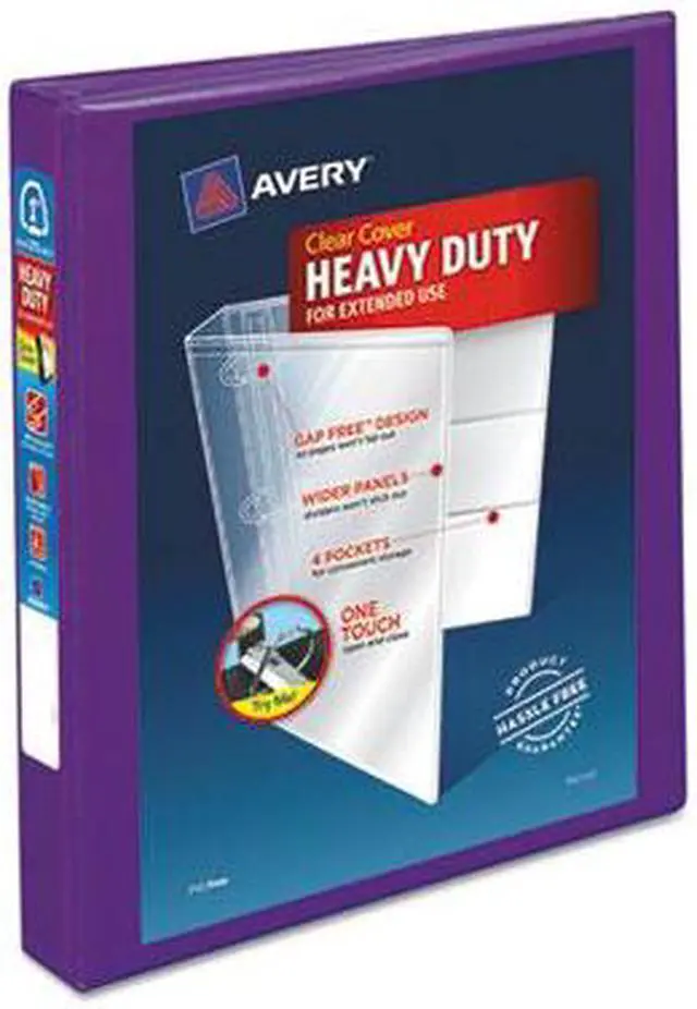 Alt view image 15 of 20 - Avery Heavy-Duty View Binder w/Locking EZD Rings 1" Cap Purple 79771