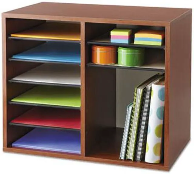 Alt view image 6 of 17 - Wood Adjustable Literature Organizer - 12 Compartment in Cherry by Safco