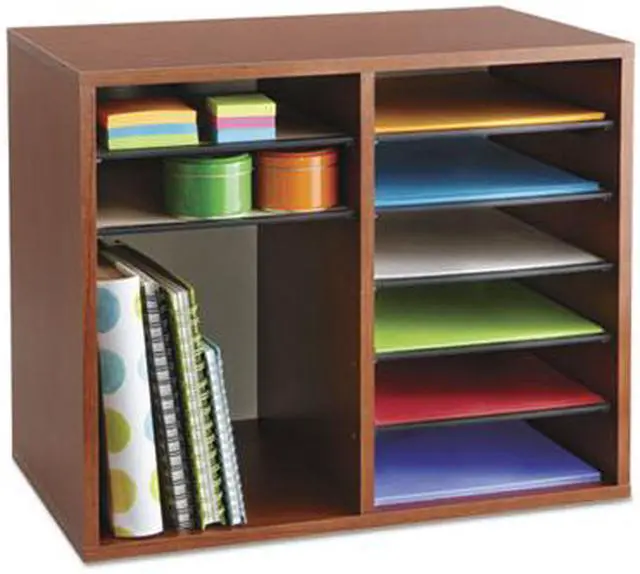 Alt view image 7 of 17 - Wood Adjustable Literature Organizer - 12 Compartment in Cherry by Safco