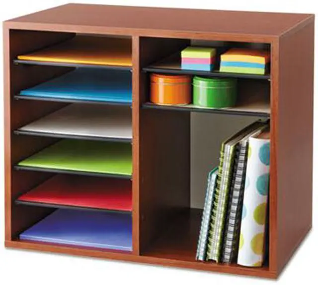 Alt view image 2 of 17 - Wood Adjustable Literature Organizer - 12 Compartment in Cherry by Safco