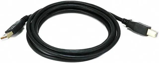Alt view image 4 of 14 - Monoprice USB 2.0 Cable - 6 Feet - Black | USB Type-A Male to USB Type-B Male, 28/24AWG with Ferrite Core, Gold Plated