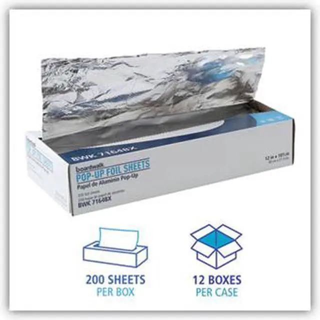 Alt view image 9 of 11 - Boardwalk - BWK 7164 - Pop-Up Aluminum Foil Sheets - 12 X 10 3?4* 12 Cartons Per Case (2, 400 Sheets Per Case)
