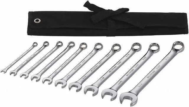 Alt view image 2 of 2 - WESTWARD 54DF91 Combination Wrench Set,10 Pieces,12 Pts