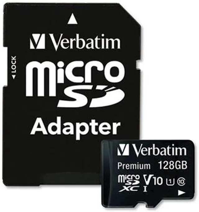 Alt view image 11 of 20 - Verbatim 128GB Premium microSDXC Memory Card with Adapter, UHS-I Class 10 - TAA Compliant - Class 10/UHS-I (U1) - 45 MB/s Read1 Pack