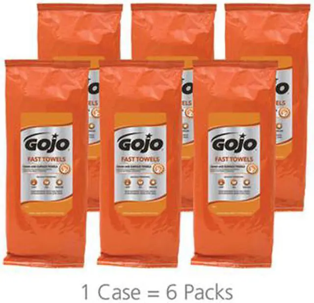 Alt view image 3 of 5 - GOJO 6285-06 Fast Wet Shop Towels 9" x 10", Polypropylene, Blue, 60 Sheets/PK,