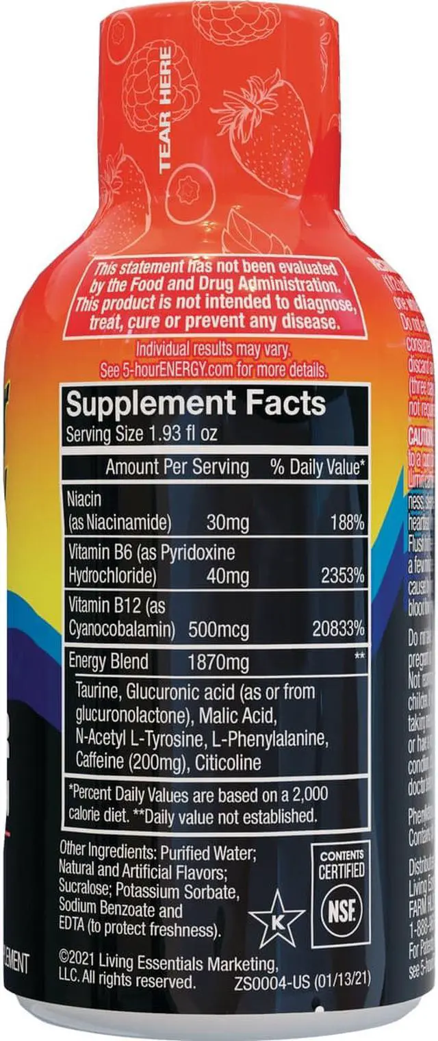 Alt view image 8 of 11 - 5 Hour Energy Energy Drink Berry 1.93oz Bottle 12/Pack SN500181