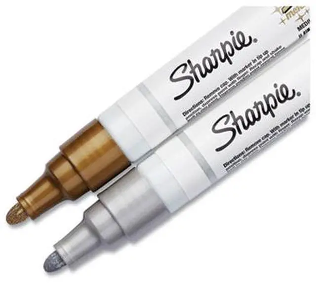 Alt view image 5 of 6 - Permanent Paint Marker Medium Bullet Tip Assorted Metallic Colors 2/Pack 34968PP