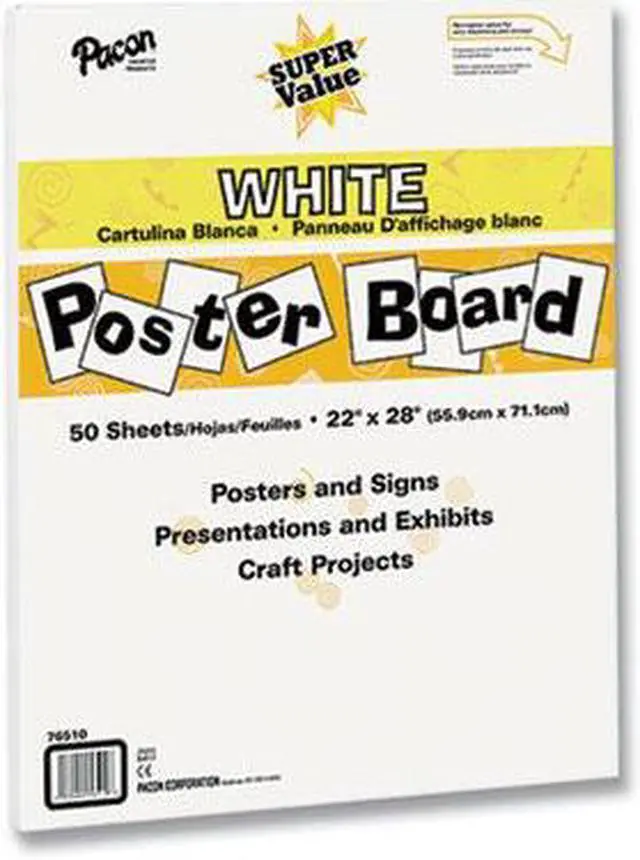 Alt view image 6 of 13 - Pacon Super Value Posterboard 22 x 28 White Single Pack of 50 sheets 76510