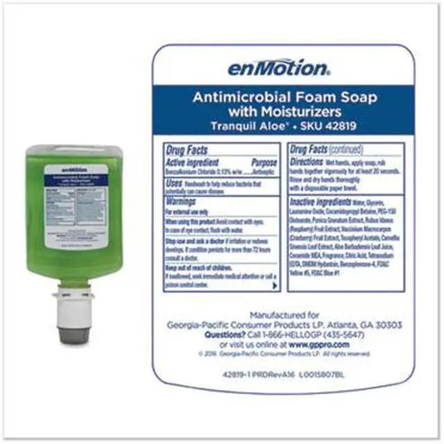 Alt view image 4 of 5 - GP enMotion Automated Touchless Antimicrobial Foam, Tranquil Aloe, 2/Carton