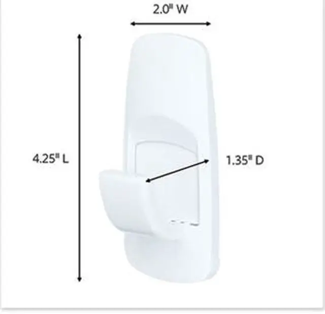 Alt view image 6 of 9 - 3M MMM17004 Jumbo Hooks- Adhesive- 1 Hook-4 Strips- 7-.50 lb Cap.- White
