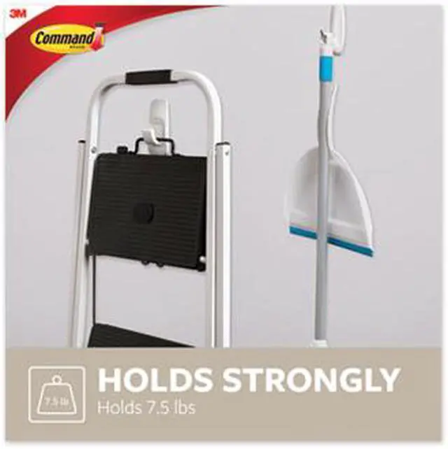 Alt view image 7 of 9 - 3M MMM17004 Jumbo Hooks- Adhesive- 1 Hook-4 Strips- 7-.50 lb Cap.- White