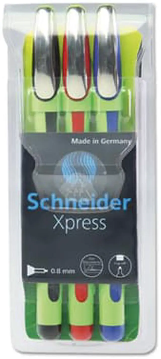 Alt view image 2 of 3 - Xpress Fineliner Porous Point Pen Stick Medium 0.8 mm Assorted Ink Colors Green Barrel 3/Pack 190093