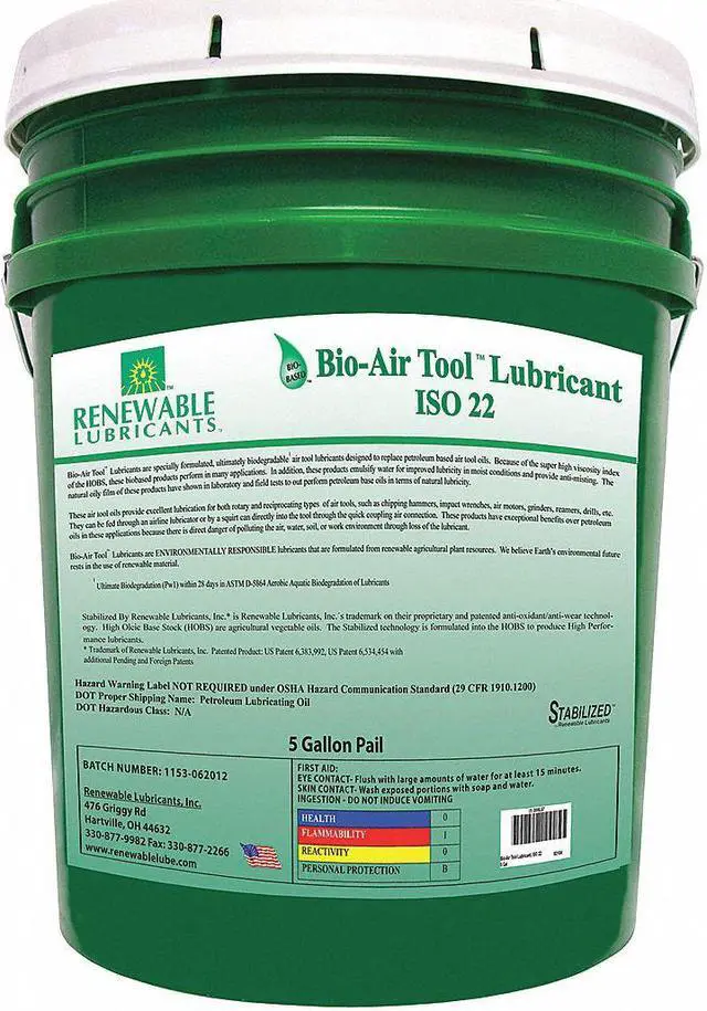 Alt view image 2 of 2 - RENEWABLE LUBRICANTS 83104 Lubricant, Pail, Yellow, 5 gal.