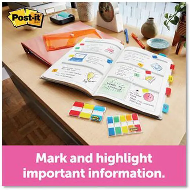 Alt view image 4 of 13 - Post-it Flags Self-stick 1/2" 189/PK Assorted Bold 6837CF