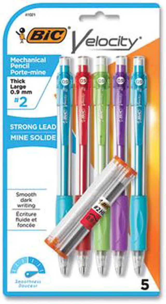 Alt view image 19 of 20 - Bic Mechanical Pencil Refillable Rubbergrip .9mm 5/PK Assorted MVP51