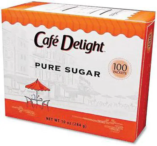 Alt view image 2 of 2 - Café Delight Pure Sugar Packets 0.10 oz Packet 100 Packets/Box DMN90554